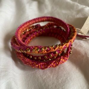 Chan Luu orange & pink bracelet with gold nuggets